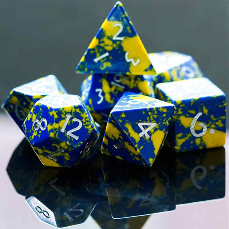 Jackson Pollock - Textured Turquoise Gemstone Dice Set & Dice Case - Bea DnD Games