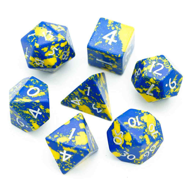Jackson Pollock - Textured Turquoise Gemstone Dice Set & Dice Case - Bea DnD Games