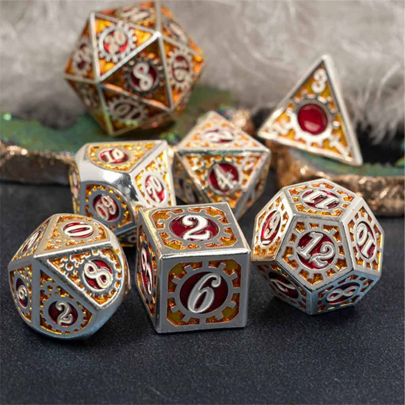 Jewels of Eberron 7 Piece Metal Polyhedral Dice Set & Dice Case - Bea DnD Games