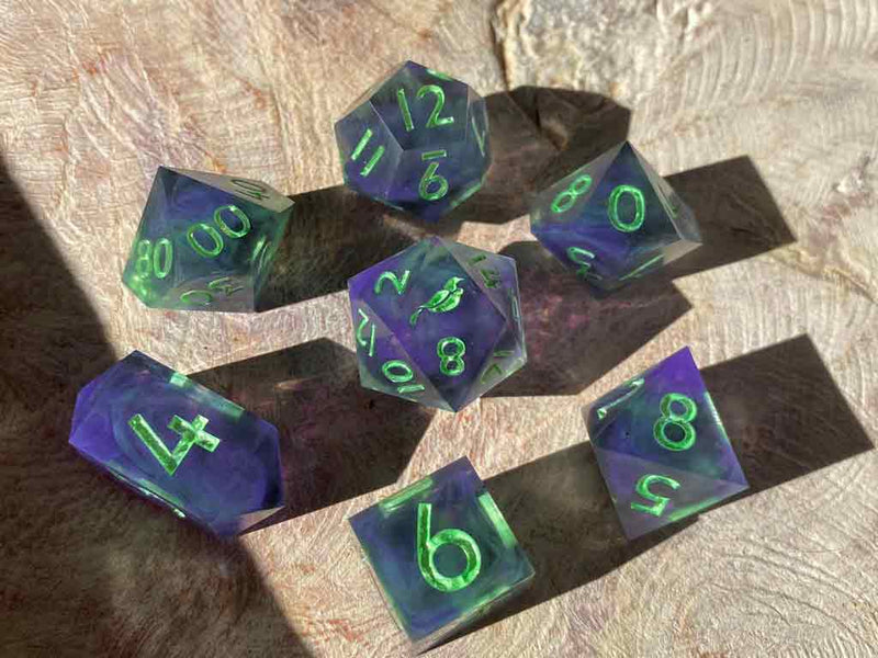 Joker in the Deck - New Zealand Made Handcrafted Dice Set by Tui Dice - Bea DnD Games