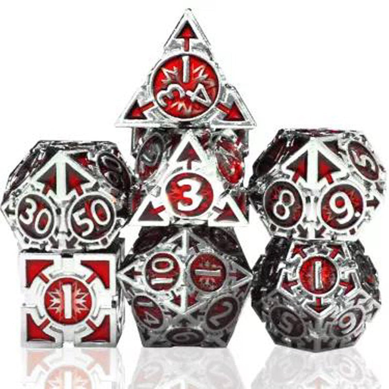 Khorne's Avatar 7 Piece Metal Polyhedral Dice Set & Dice Case - Bea DnD Games