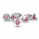 Kitty Dice - 7 Piece Polyhedral Dice Set + Dice Bag - Bea DnD Games
