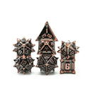 Kobold Caltrops 7 Piece Metal Polyhedral Dice Set & Dice Case - Bea DnD Games