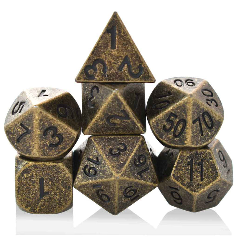 Kobold Favours 7 Piece Metal Polyhedral Dice Set & Dice Case - Bea DnD Games