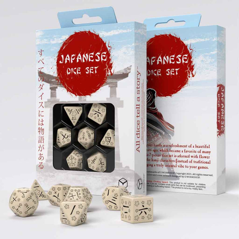 Last Words Japanese Style 7pc Polyhedral Dice Set by Q Workshop - Bea DnD Games