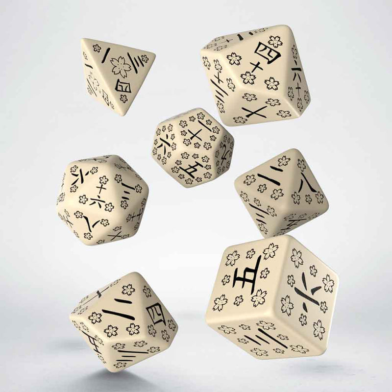 Last Words Japanese Style 7pc Polyhedral Dice Set by Q Workshop - Bea DnD Games