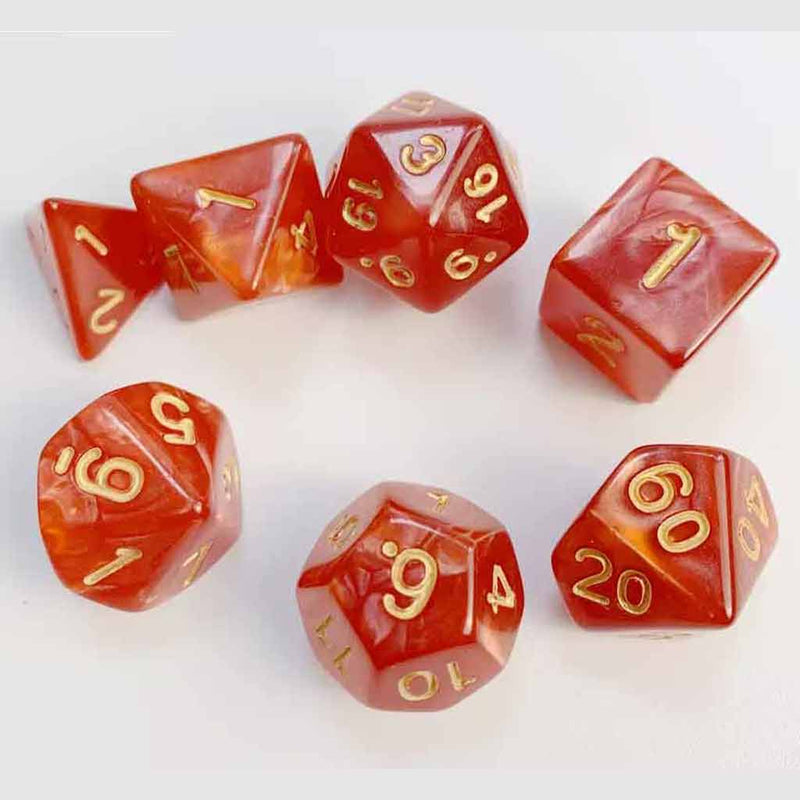 Lava Spike - 7 Piece Polyhedral Dice Set + Dice Bag - Bea DnD Games