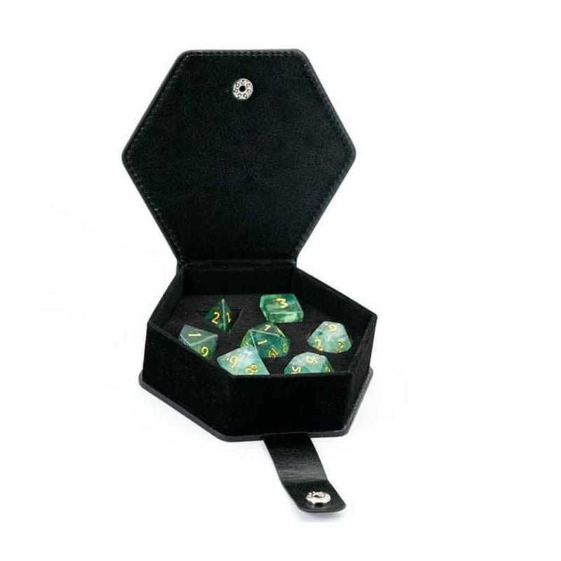 Leather Look Hexagon Dice Case - Bea DnD Games