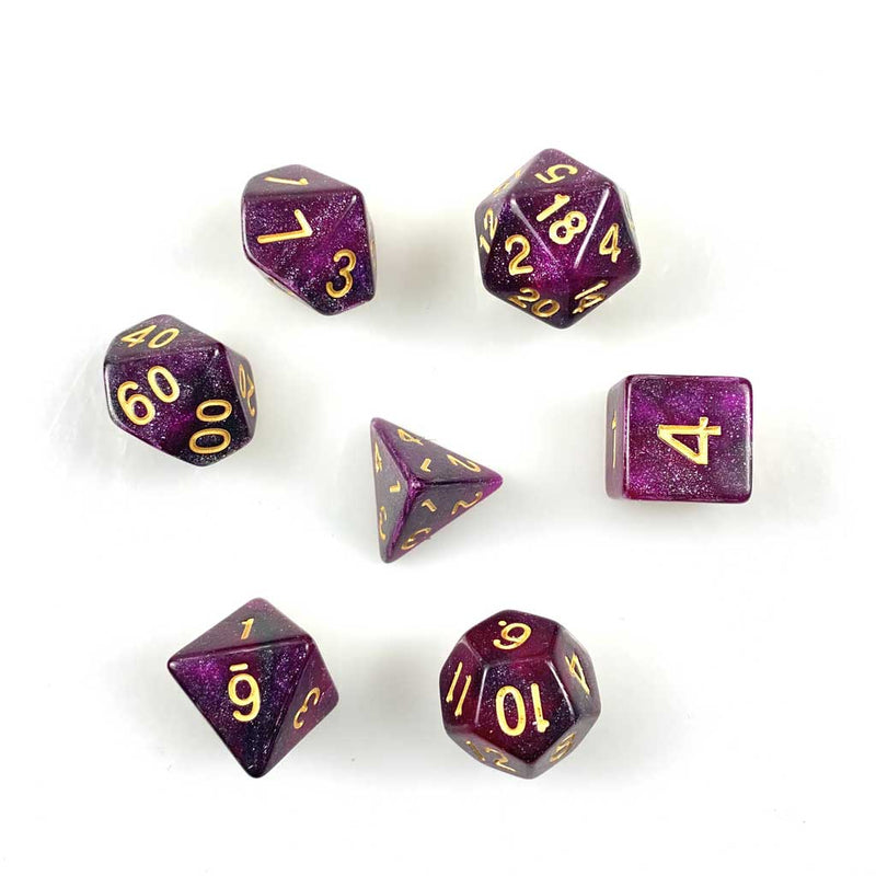 Lich Lords Embrace - 7 Piece Polyhedral Dice Set + Dice Bag - Bea DnD Games