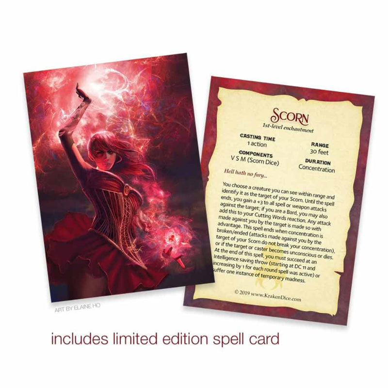Limited Edition Scorn 14pc Dice Set by Kraken Dice + Dice Bag - Bea DnD Games