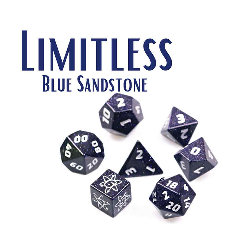 Limitless - Blue Sandstone Glass Dice by Level Up Dice - Bea DnD Games