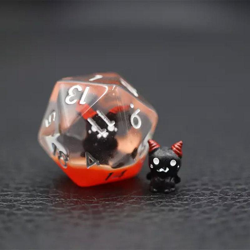 Little Devils - 7 Piece Polyhedral Dice Set + Dice Bag - Bea DnD Games