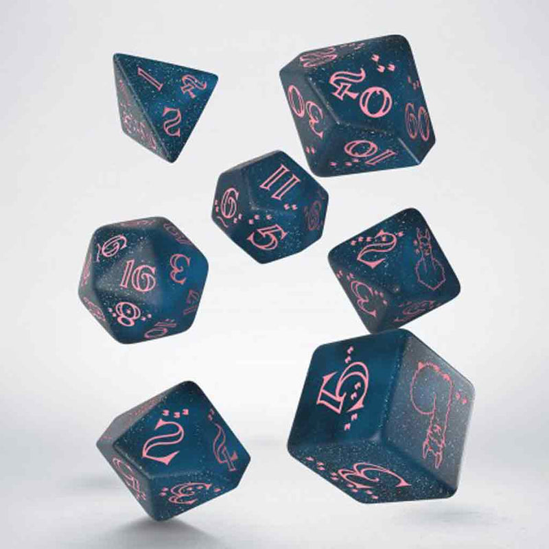 Llama (Glittering Dark Blue and Pink) 7pc Polyhedral Dice Set by Q Workshop - Bea DnD Games