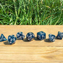 Llama (Glittering Dark Blue and White) 7pc Polyhedral Dice Set by Q Workshop - Bea DnD Games