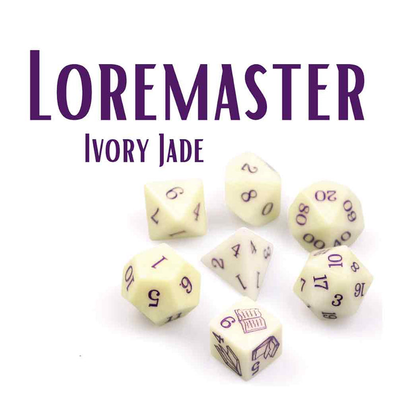 Loremaster - Ivory Jade Gemstone Dice by Level Up Dice - Bea DnD Games