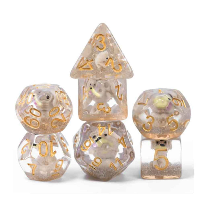Loyal Companion - 7 Piece Polyhedral Dice Set + Dice Bag - Bea DnD Games