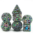 Luck of the Seelie Queen 7 Piece Hollow Metal Polyhedral Dice Set & Dice Case - Bea DnD Games