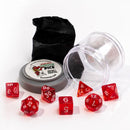 Lucky Dice Clear Red Pizza Dungeon Dice by Reaper Miniatures - 7 Piece Polyhedral Dice Set & Random High Roller Figure - Bea DnD Games
