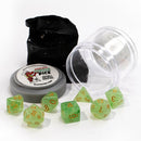 Lucky Dice Gem Green Pizza Dungeon Dice by Reaper Miniatures - 7 Piece Polyhedral Dice Set & Random High Roller Figure - Bea DnD Games
