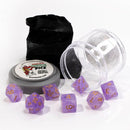 Lucky Dice Gem Purple Pizza Dungeon Dice by Reaper Miniatures - 7 Piece Polyhedral Dice Set & Random High Roller Figure - Bea DnD Games