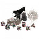 Lucky Dice Rainbow Paint Pizza Dungeon Dice by Reaper Miniatures - 7 Piece Polyhedral Dice Set & Random High Roller Figure - Bea DnD Games