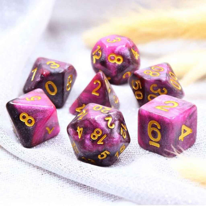 Maleficent's Gift - 7 Piece Polyhedral Dice Set + Dice Bag - Bea DnD Games