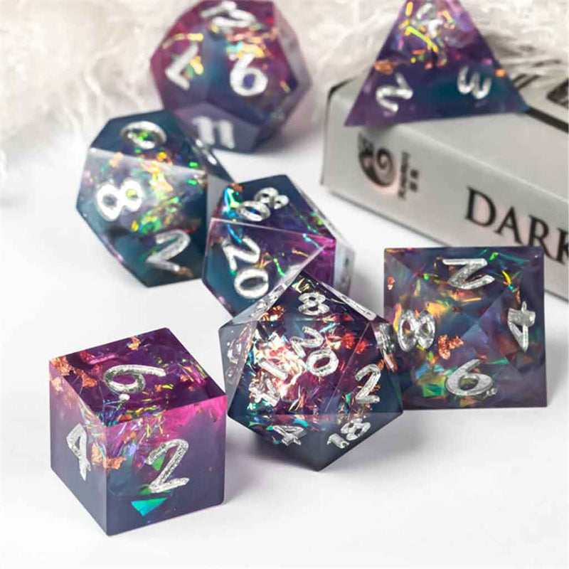 Malibu Stacey's Dream Dice - Handcrafted Sharp Edge Dice Set & Dice Case - Bea DnD Games