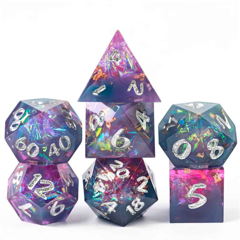 Malibu Stacey's Dream Dice - Handcrafted Sharp Edge Dice Set & Dice Case - Bea DnD Games