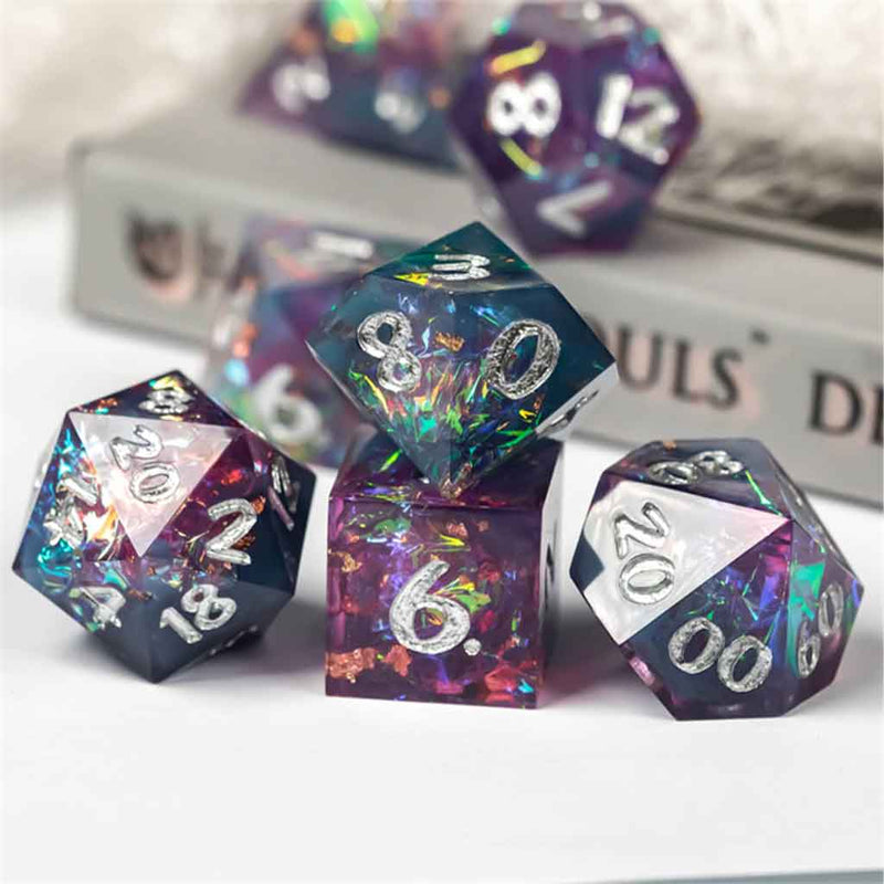 Malibu Stacey's Dream Dice - Handcrafted Sharp Edge Dice Set & Dice Case - Bea DnD Games