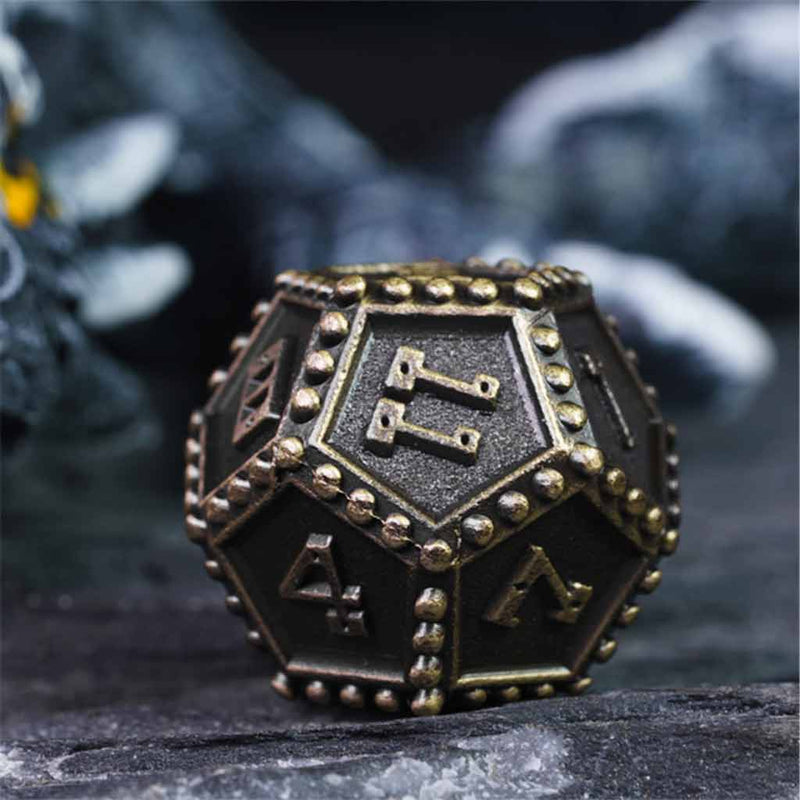 Masterworked Armour 7 Piece Metal Polyhedral Dice Set & Dice Case - Bea DnD Games