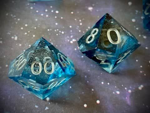 Matariki (lighter blue) - New Zealand Made Handcrafted Dice Set by Tui Dice - Bea DnD Games