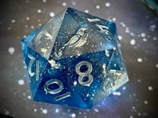 Matariki (lighter blue) - New Zealand Made Handcrafted Dice Set by Tui Dice - Bea DnD Games