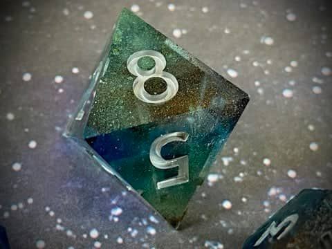 Matariki (lighter blue) - New Zealand Made Handcrafted Dice Set by Tui Dice - Bea DnD Games