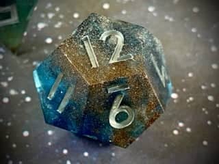 Matariki (lighter blue) - New Zealand Made Handcrafted Dice Set by Tui Dice - Bea DnD Games