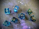 Matariki (lighter blue) - New Zealand Made Handcrafted Dice Set by Tui Dice - Bea DnD Games
