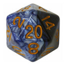 MDG Blue and White with Gold Mega D20 (35mm) Dice - Bea DnD Games