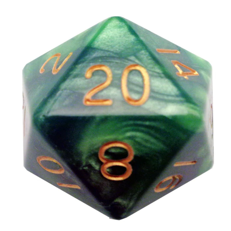 MDG Green with Gold Mega D20 (35mm) Dice - Bea DnD Games