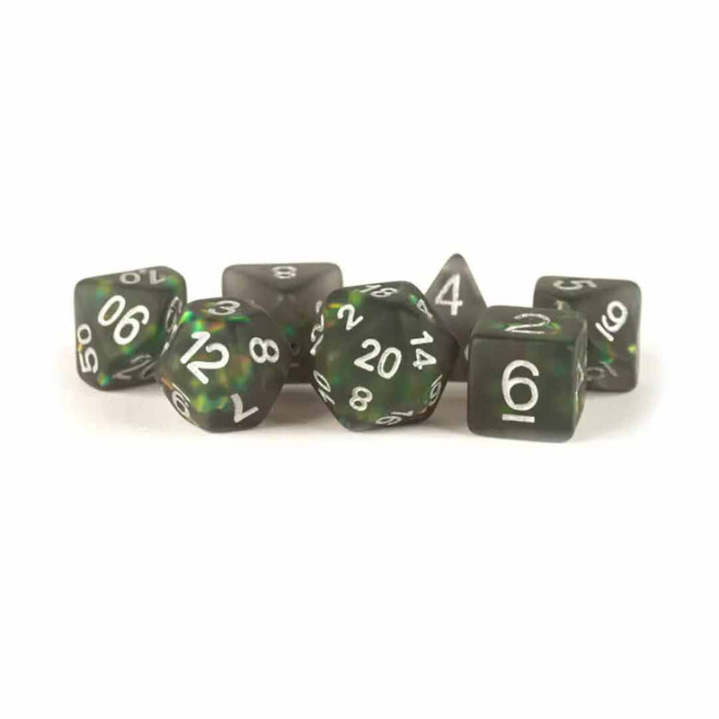 MDG Icy Opal: Black 7-Piece Polyhedral Dice Set - Bea DnD Games