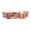 MDG Particle Dice: Red & Black- 7 Piece Polyhedral Dice Set + Dice Bag - Bea DnD Games
