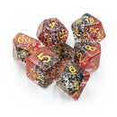 MDG Particle Dice: Red & Black- 7 Piece Polyhedral Dice Set + Dice Bag - Bea DnD Games