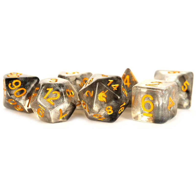 MDG Rogue Rage - 7 Piece Polyhedral Dice Set + Dice Bag - Bea DnD Games