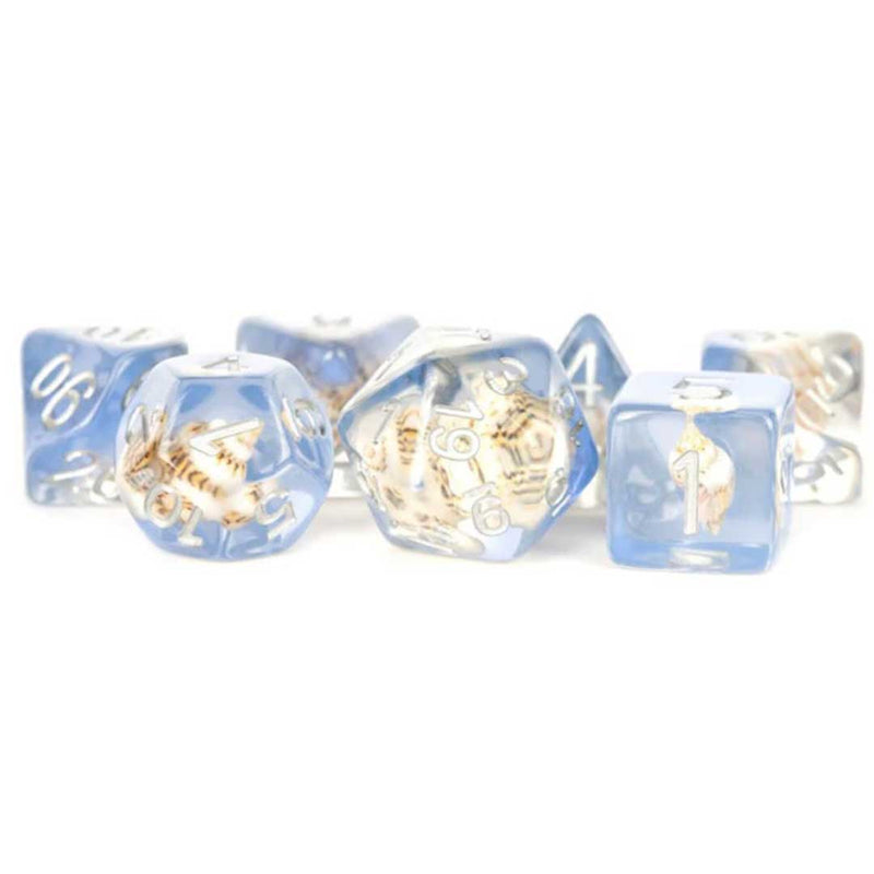 MDG Sea Conch - 7 Piece Polyhedral Dice Set + Dice Bag - Bea DnD Games