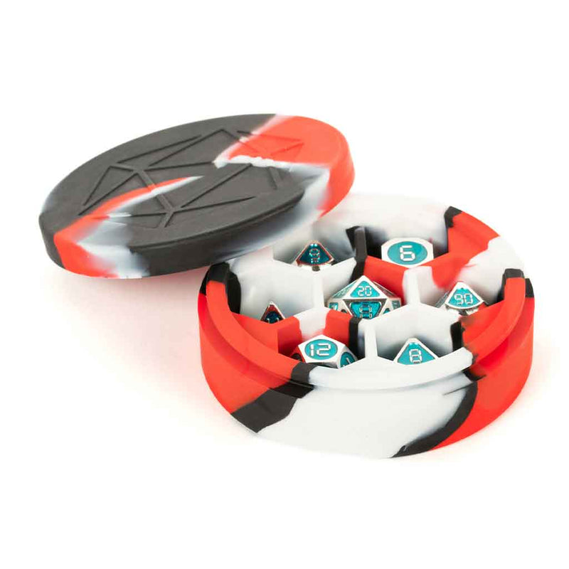 MDG: Silicone Round Dice Case - Red/Black/White - Bea DnD Games