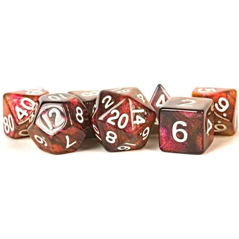 MDG Stardust Supervolcano 7-Piece Polyhedral Dice Set - Bea DnD Games