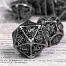 Medusa 7 Piece Hollow Metal Polyhedral Dice Set & Dice Case - Bea DnD Games