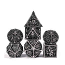 Medusa 7 Piece Hollow Metal Polyhedral Dice Set & Dice Case - Bea DnD Games