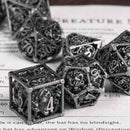 Medusa 7 Piece Hollow Metal Polyhedral Dice Set & Dice Case - Bea DnD Games