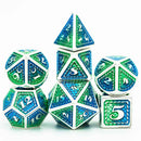 Mermaid Scale 7 Piece Metal Polyhedral Dice Set & Dice Case - Bea DnD Games