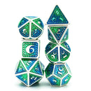 Mermaid Scale 7 Piece Metal Polyhedral Dice Set & Dice Case - Bea DnD Games