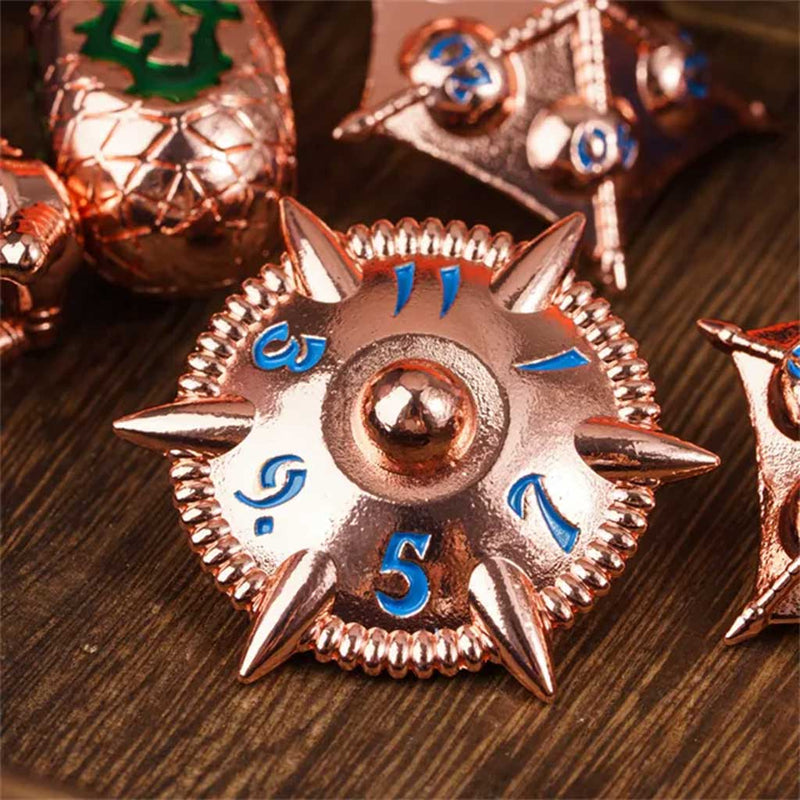 Metallic Artificer - 7 Piece Metal Dice Set & Dice Bag - Bea DnD Games